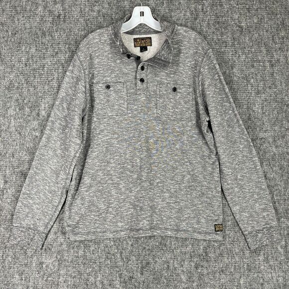 Lucky Brand Shirt Mens Large Gray‎ Henley Mock Neck Long Sleeve Casual Vintage - Picture 1 of 6